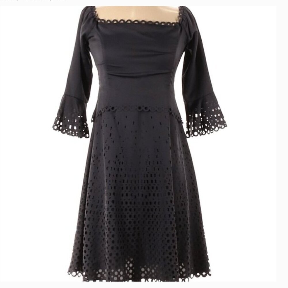 Banana Republic Limited Edition Off Shoulder Eyelet Dress Mink Grey - Picture 3 of 15